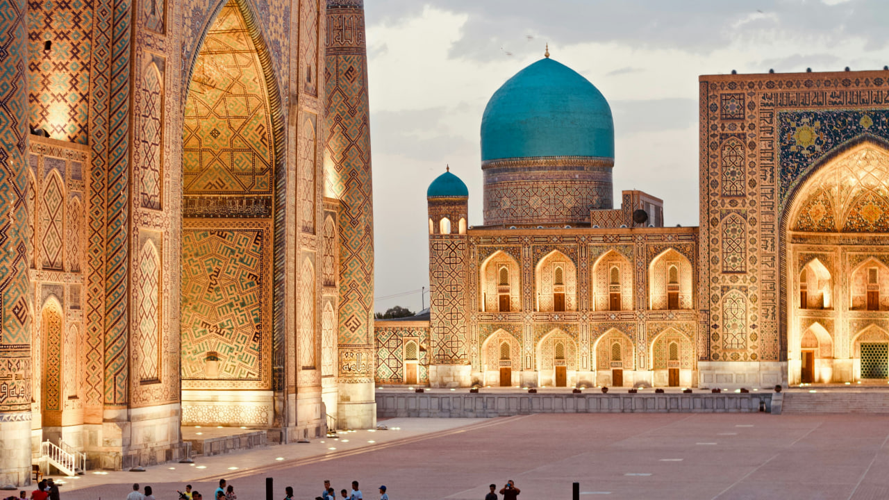 The entrance gate to Gur-Emir Mausoleum, Samarkand, Uzbekistan.