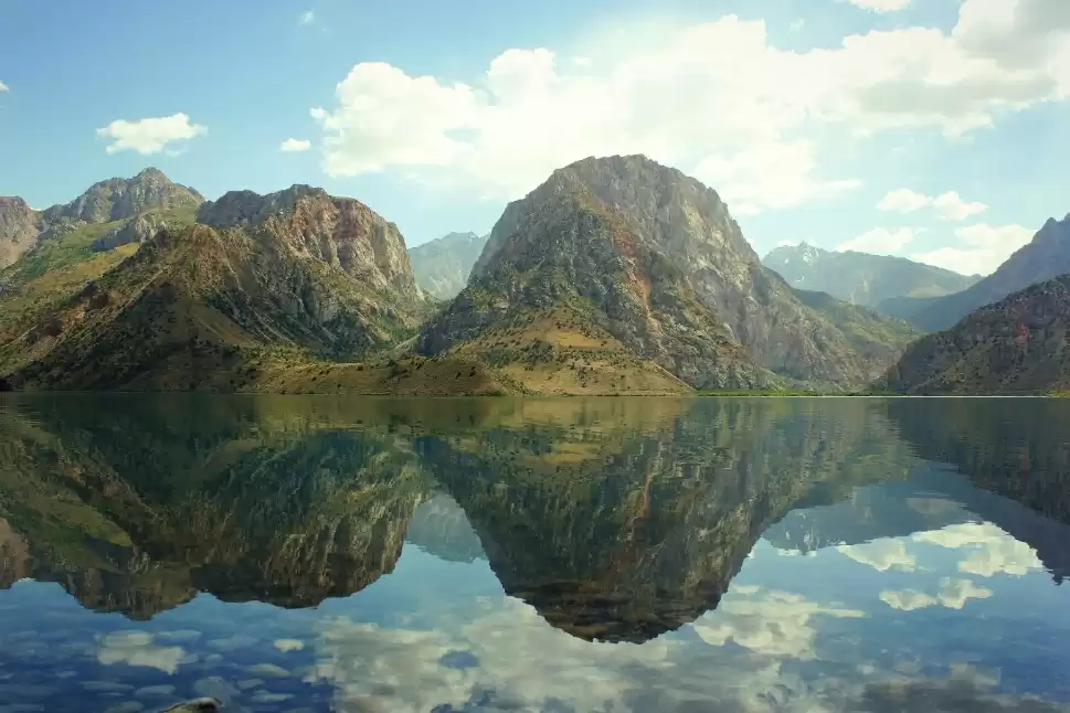 Sunset view over the Seven Lakes valley in northern Tajikistan.