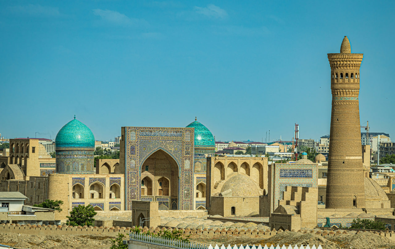 Ancient architecture in Bukhara at dusk
