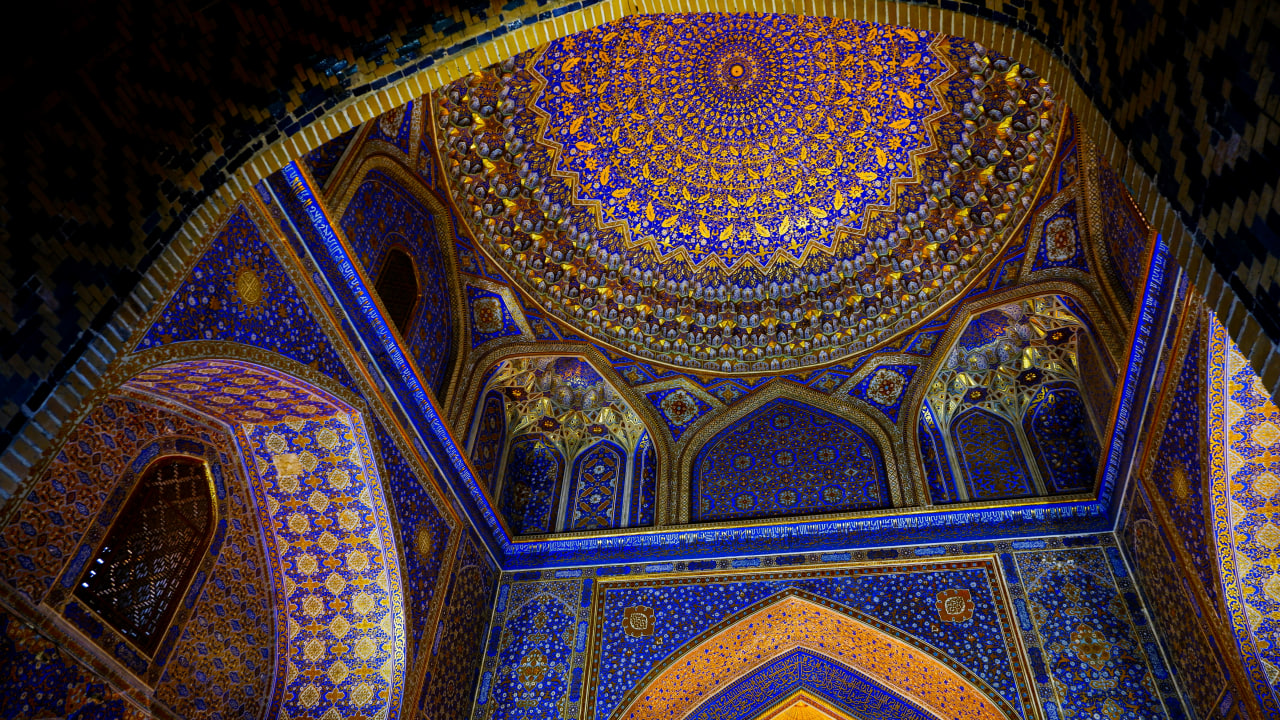 Admire Registan interior architecture on guided Samarkand visit