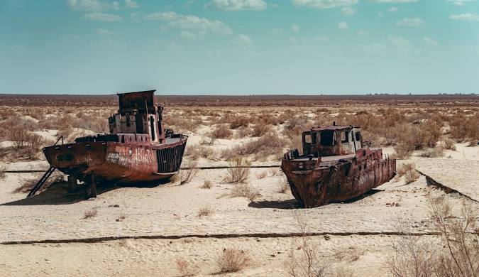 Aral Sea and ship graveyard in Karakalpakstan