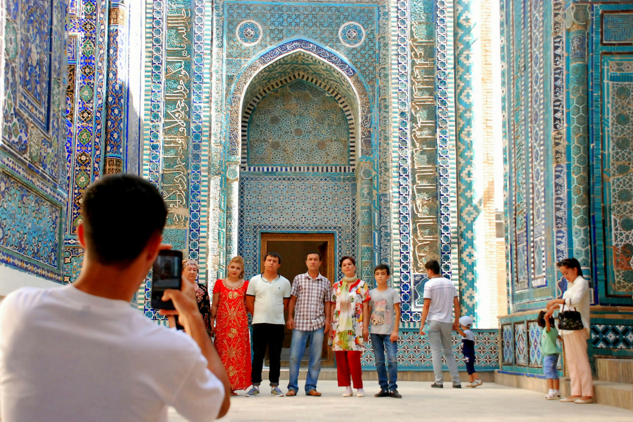 Blue tile details in Samarkand